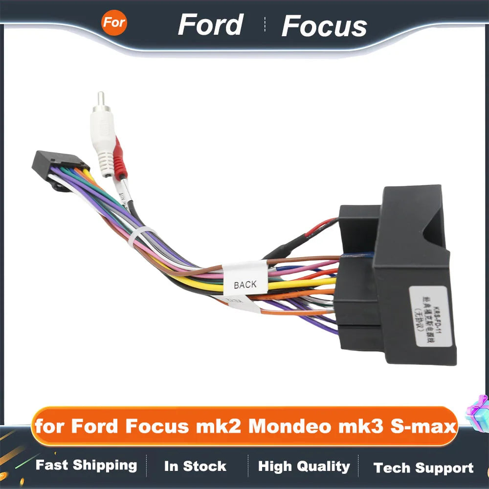 QuadLock Wiring Harness 16 Pin Plug Radio Adapter Antenna Car Head Unit 12V Connector Cable for Ford Focus mk2 Mondeo mk3 S-max