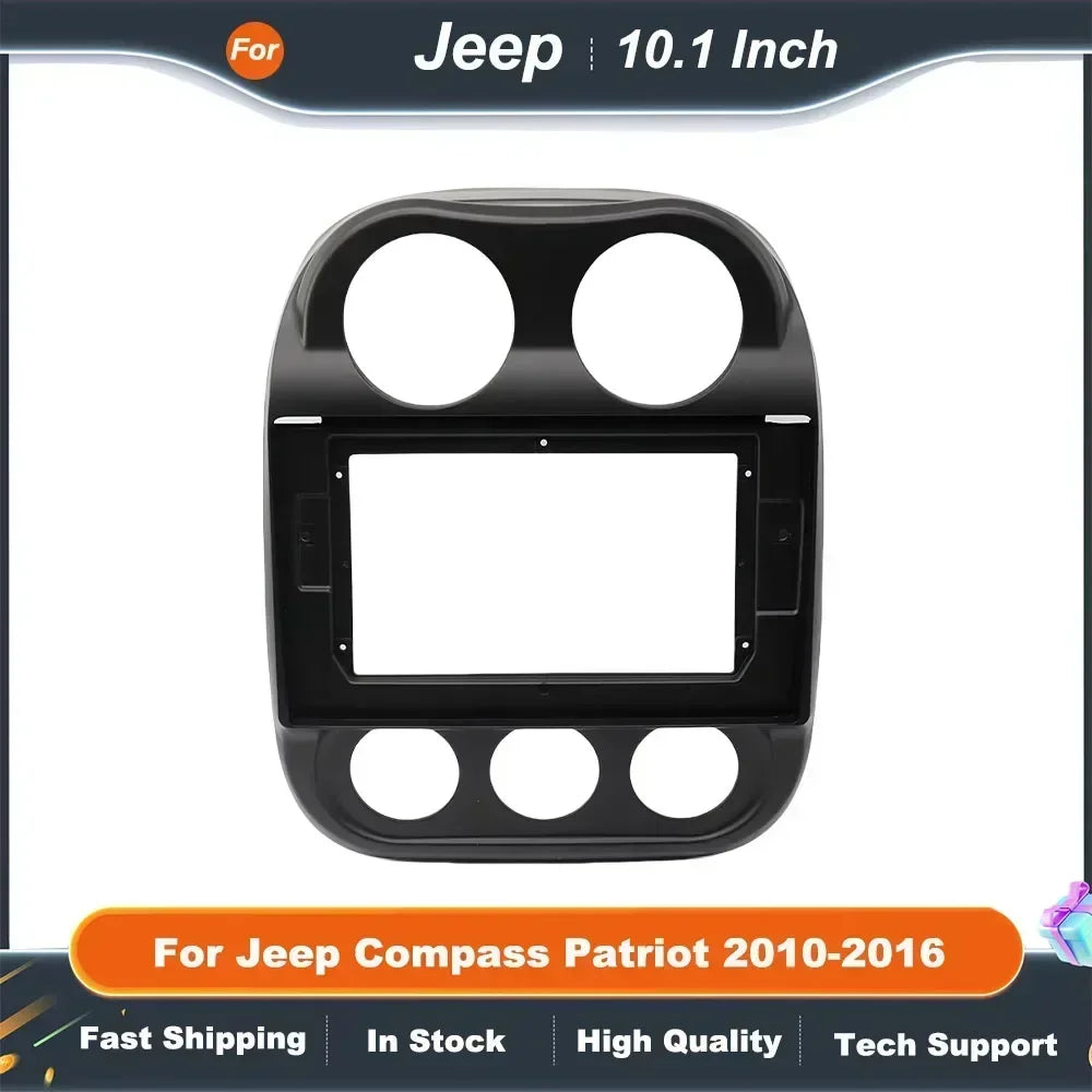 10.1 Inch 2 Din Car Radio Fascia for Jeep Compass Patriot 2010-2016 Android GPS MP5 Player Dash Panel