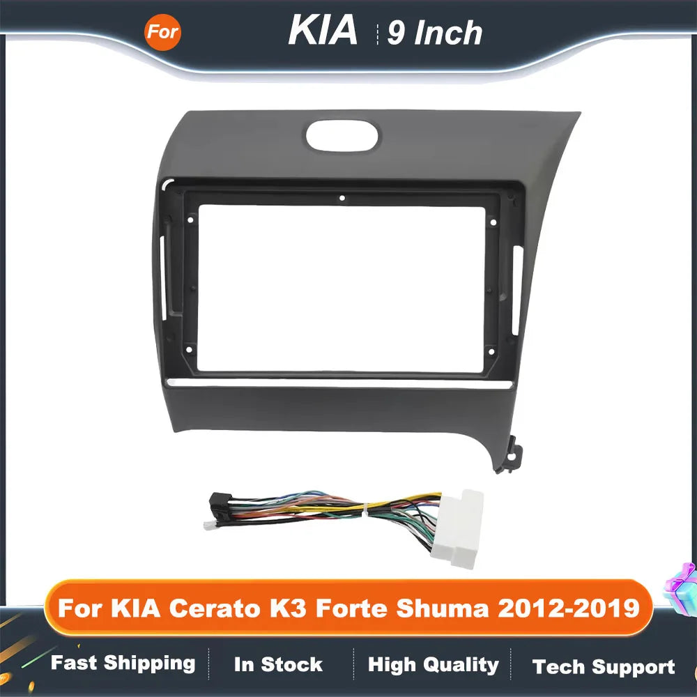Car Radio Fascia Frame 9 Inch for KIA Cerato K3 Forte Shuma 2012-2019 Android Stereo Dash Panel Kit Double Din Adapter