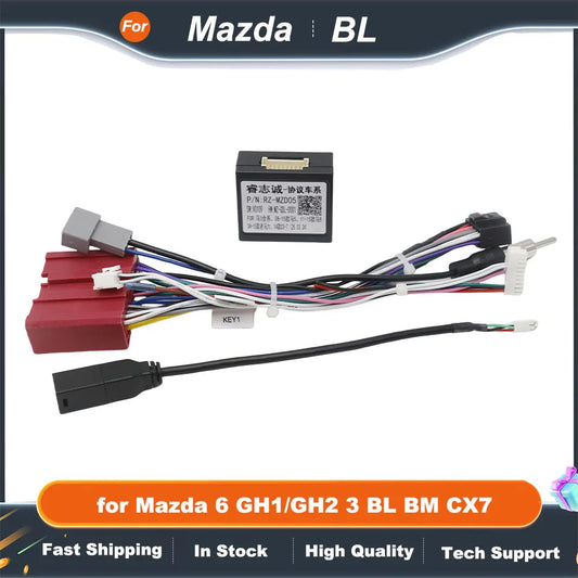 Harness Adapter CAN Bus Decoder 16 Pin to 24Pin Connector Radio Antenna Car Android Wiring Cable for Mazda 6 GH1/GH2 3 BL BM CX7