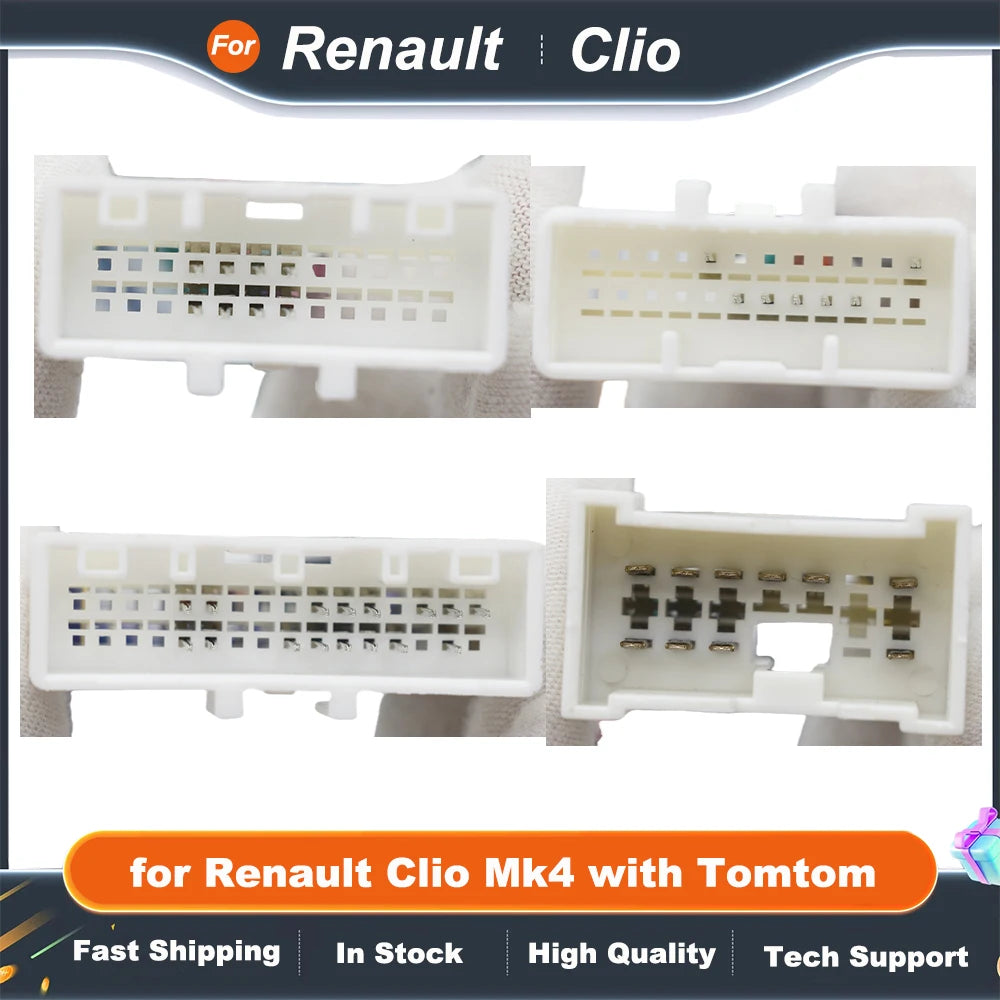 Wiring Harness CAN Bus Decoder 16 Pin to 12Pin 32Pin 24Pin Connector Car Android Cable Adapter for Renault Clio Mk4 with Tomtom