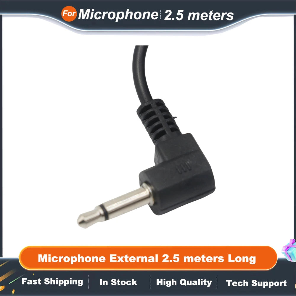 Car Bluetooth Hands Free Kits Microphone External 2.5 meters Long Portable Mono Audio Mic Braided Cable Clip-on 3.5mm Aux Plug