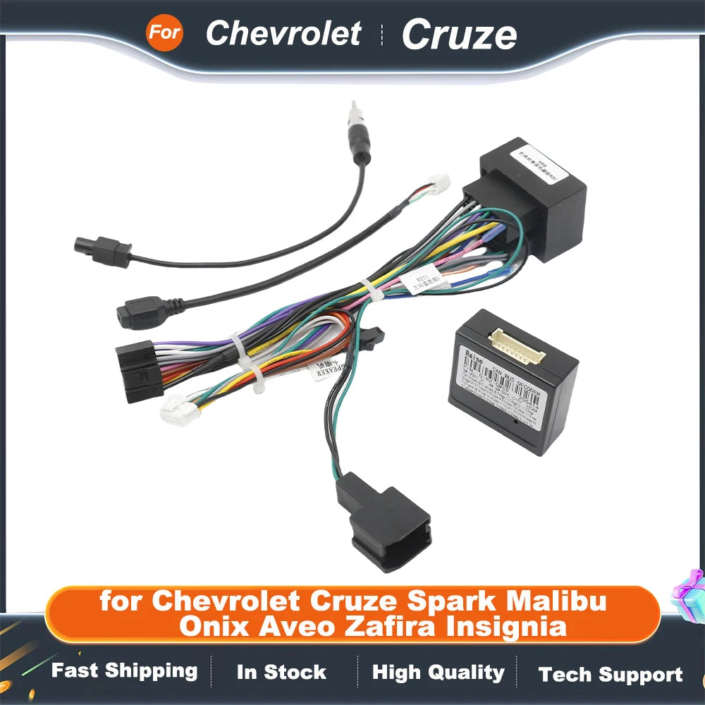 CAN Bus Wiring Harness Adapter, 16 Pin Connector Android Cable for Chevrolet Cruze Spark Malibu Onix Aveo Zafira Insignia