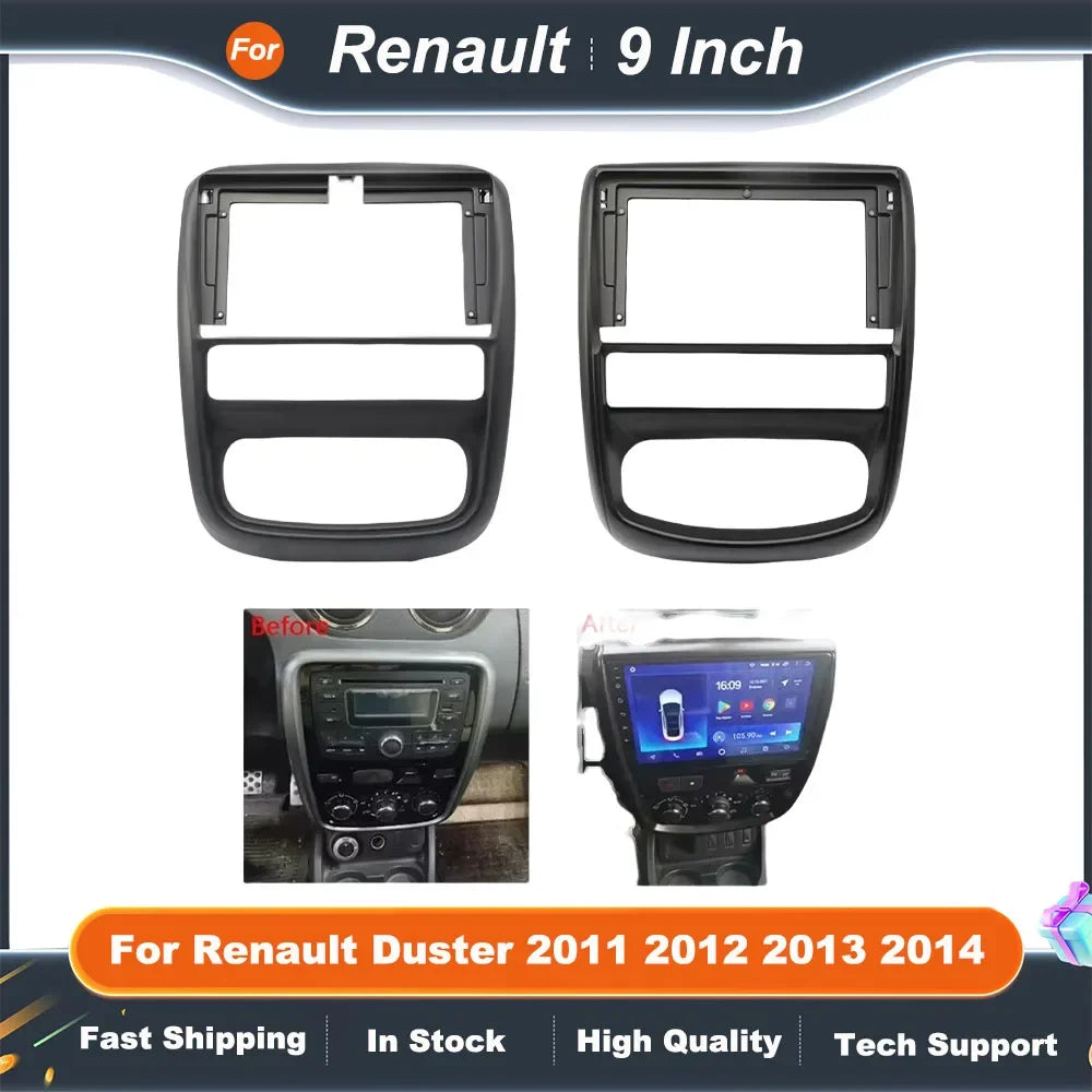 9 Inch Car Radio Fascia Frame for Renault Duster 2011-2014 Multimedia Dashboard Panel Audio Installation Kit