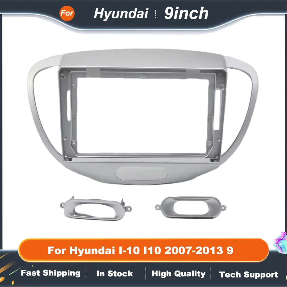 2Din Car Radio Fascia Frame for Hyundai i10 2007-2013 9" Big Screen Stereo Dash Panel Mount Refitting Kit