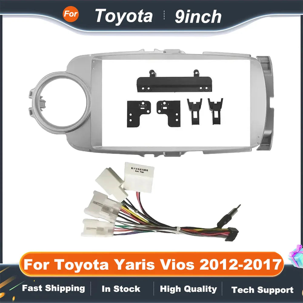 9 Inch Car Frame Fascia Adapter For Toyota Yaris Vios 2012-2017 Android Radio Dash Fitting Panel Kit
