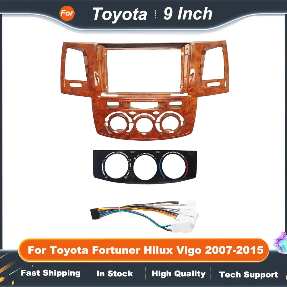 9 Inch Car Radio Fascia Frame for Toyota Fortuner Hilux Vigo 2007-2015 Android Audio Dash Panel Installation Kit