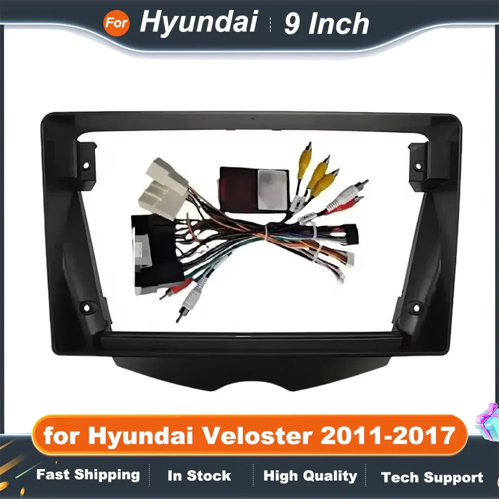 2Din Car Radio Fascia Frame for Hyundai Veloster 2011-2017 9 Inch Dash Mount Trim Kit for CD/DVD Player