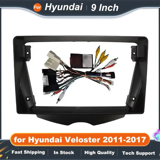 2Din Car Radio Fascia Frame for Hyundai Veloster 2011-2017 9 Inch Dash Mount Trim Kit for CD/DVD Player