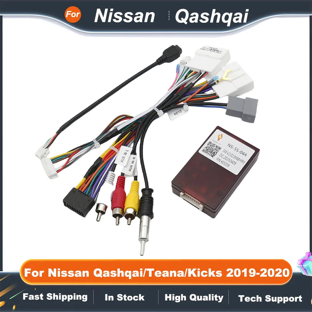 16 Pin Power Cable With Car Radio 2 Din Canbus Box Decoder For Nissan Qashqai/Teana/Kicks 2019-2020 Support 360 Camera Function
