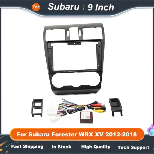 9 Inch Car Radio Fascia Frame for Subaru Forester WRX XV 2012-2018 GPS Dash Mount Trim Kit with Installation Cables