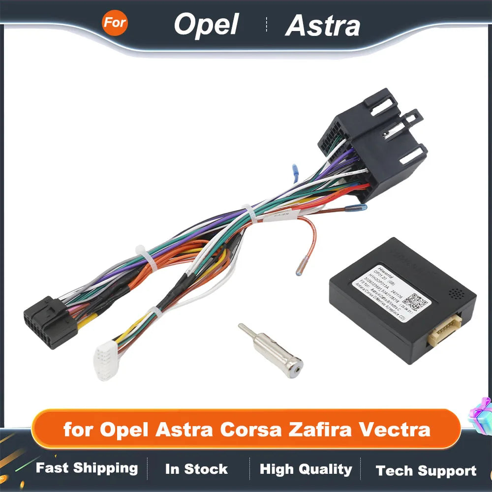 Radio ISO Wiring Harness CAN Bus Decoder 16 Pin Connector Car Android Cable Adapter for Opel Astra Corsa Zafira Vectra