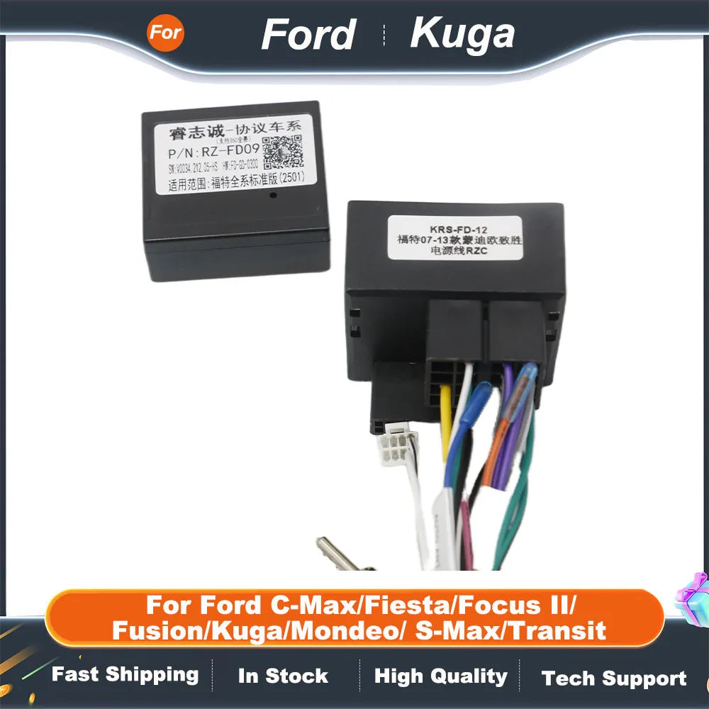 For Ford C-Max/Fiesta/Focus II/ Fusion/Kuga/Mondeo/ S-Max/Transit Android 2 Din GPS Receiver16 Pin Wiring Harness CAN Bus Decode