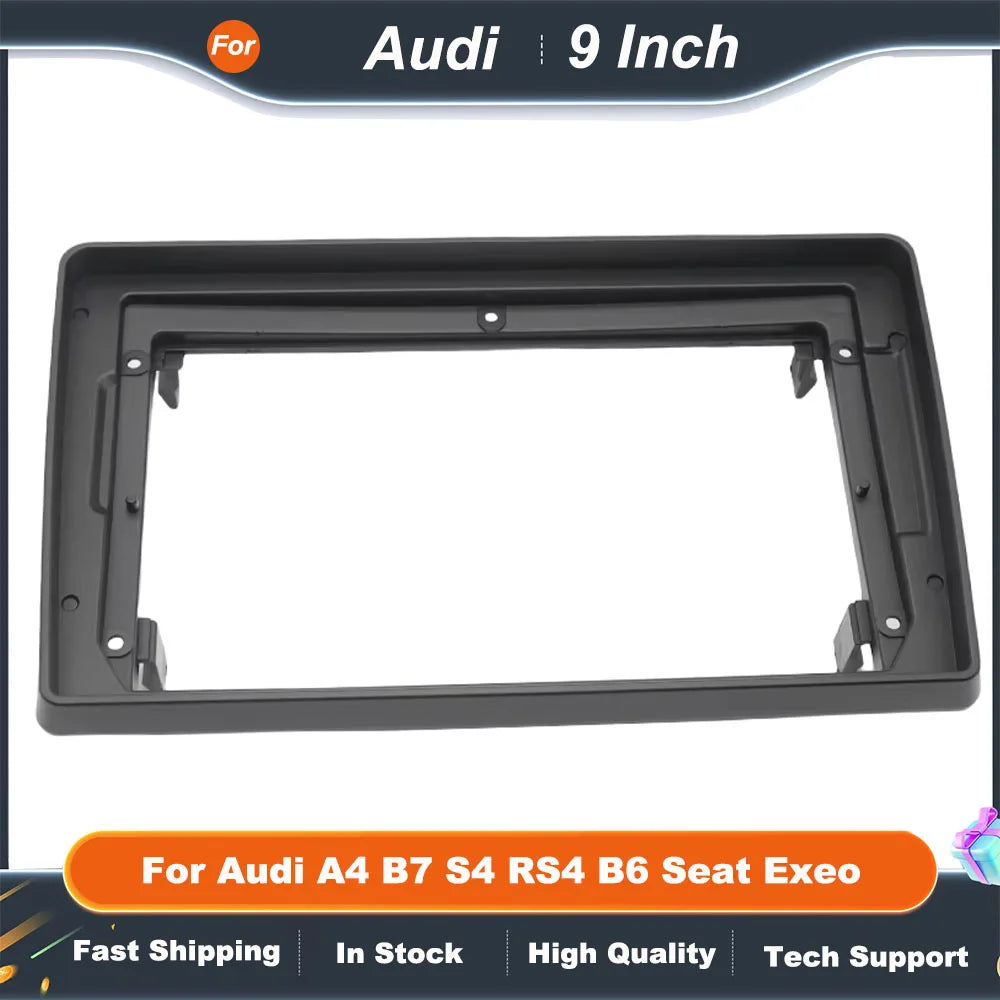 9 Inch Car Radio Fascia Frame for Audi A4 B7/B6 S4 RS4 Seat Adapter with Canbus Box Decoder Stereo Dash Panel Kit