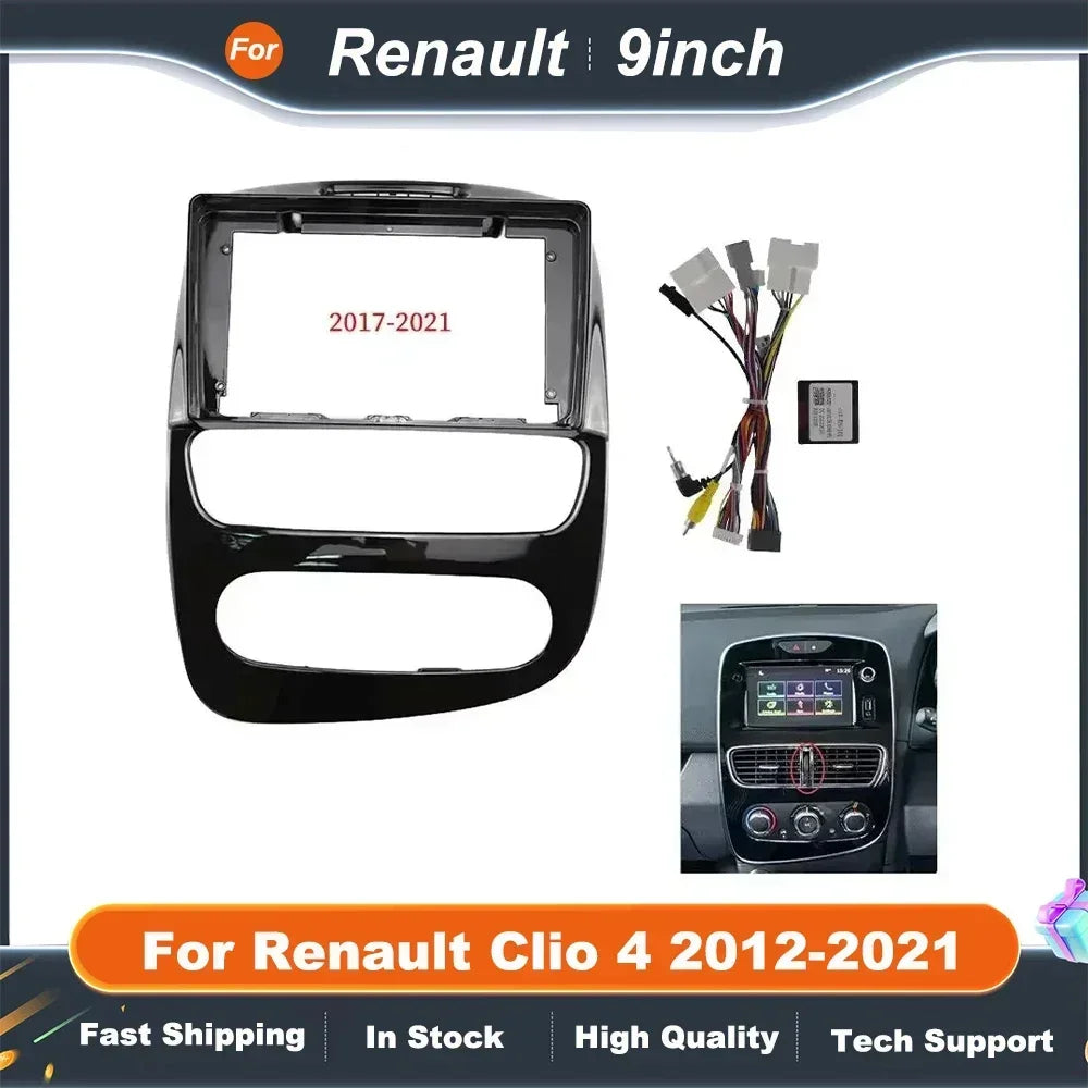 9 Inch Car Radio Fascia Frame for Renault Clio 4 2012-2021  Android Canbus Dash Panel with Decoder Box Installation Kit