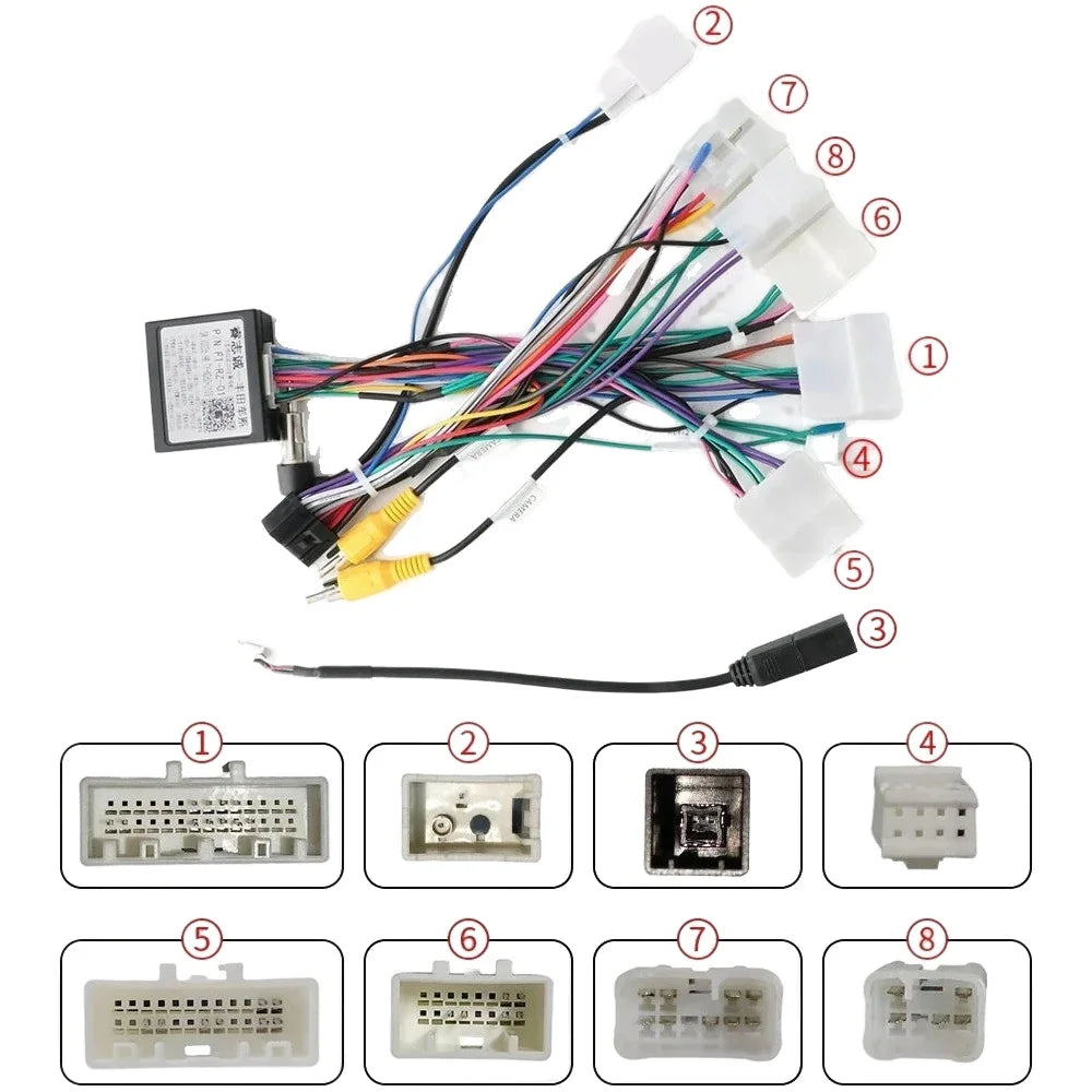 For Toyota Corolla/Camry/RAV4 With Canbus For Toyota High wiring 16-pin Android Wire Harness Power Cable Adapter