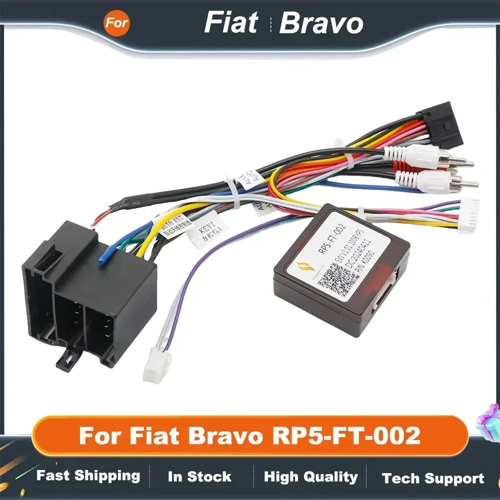 16pin Wiring Harness Adapter with CANBUS Decoder for Fiat Bravo Android Radio Power Cable RP5-FT-002