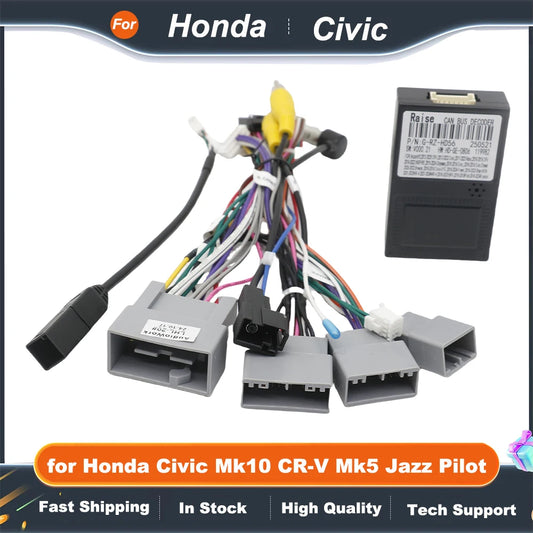 CAN Bus Decoder Wiring Harness 16 Pin to 24Pin 32Pin Android Multimedia Cable Adapter for Honda Civic Mk10 CR-V Mk5 Jazz Pilot