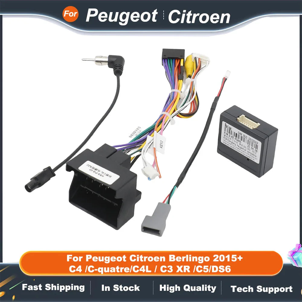 Raise PSA-RZ-15 Canbus Box 16 Pin Car Stereo Android Harness For Peugeot Citroen Berlingo 2015+ C4 /C-quatre/C4L / C3 XR /C5/DS6