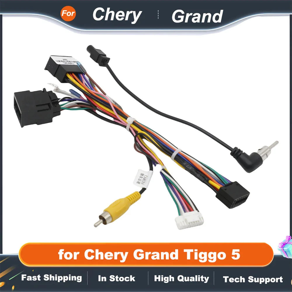 Radio Wiring Harness Adapter CAN Bus Decoder 16 Pin Plug Connector Camera In Car Android Head Unit Cable for Chery Grand Tiggo 5