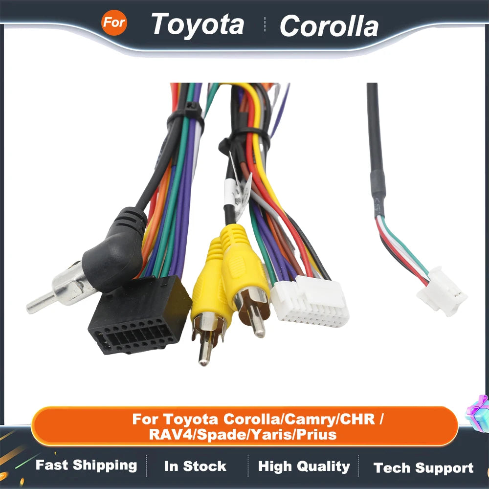 Canbus Box RZ-FT52 For Toyota Corolla/Camry/CHR /RAV4/Spade/Yaris/Prius With Wiring Harness Power Cable Android 2 Din Car Radio