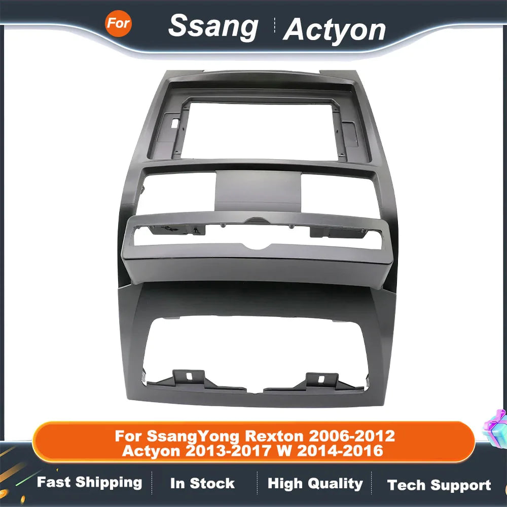 Car Dashboard Frame For SsangYong Rexton 2006-2012 Actyon 2013-2017 W 2014-2016 Radio Fascias Panel Headunit Screen