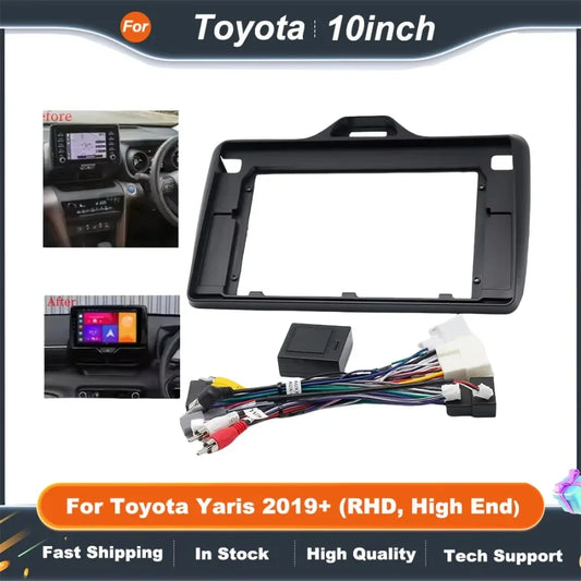 10 Inch Car Stereo Fascia Adapter with CANBUS Box for Toyota Yaris 2019+ High End Android Radio Kit