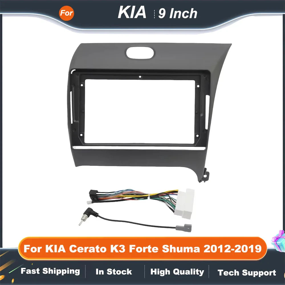 Car Radio Fascia Frame 9 Inch for KIA Cerato K3 Forte Shuma 2012-2019 Android Stereo Dash Panel Kit Double Din Adapter