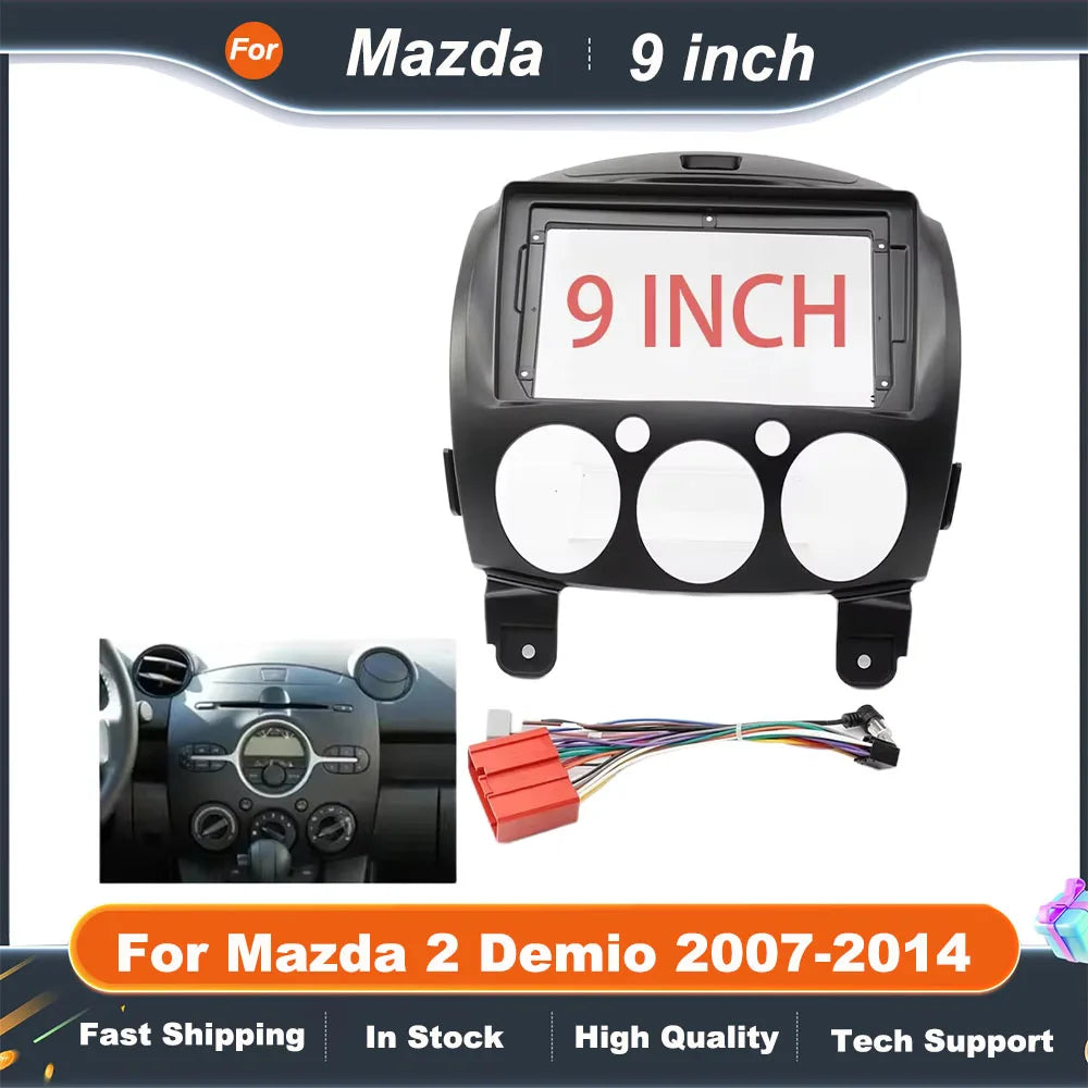 9 Inch Car Frame Fascia Adapter For Mazda 2 Demio 2007-2014 Android Radio Dash Fitting Panel Kit
