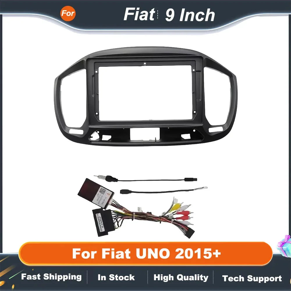 9 Inch Car Radio Fascia Frame for Fiat UNO 2015+ Android Dash Panel Kit with Canbus Box  Installation Adapter
