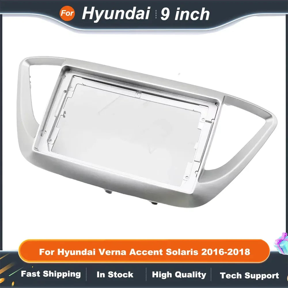 9 Inch Car Radio Fascia Frame Kit for Hyundai Verna/Accent/Solaris 2016-2018, Android Dash Installation Adapter Panel