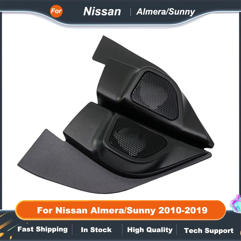 2PCS Car Tweeter Speaker Mounts Cover Boxes Refitting Kit for Nissan Almera Sunny 2010-2019 Audio Door Angle Gum Frame
