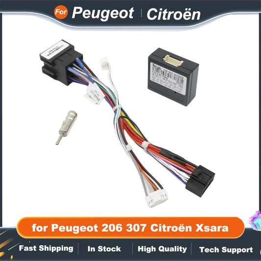 Radio Wiring Harness Adapter CAN Bus Decoder 16 Pin Plug to ISO Connector Car Android Cable for Peugeot 206 307 Citroën Xsara