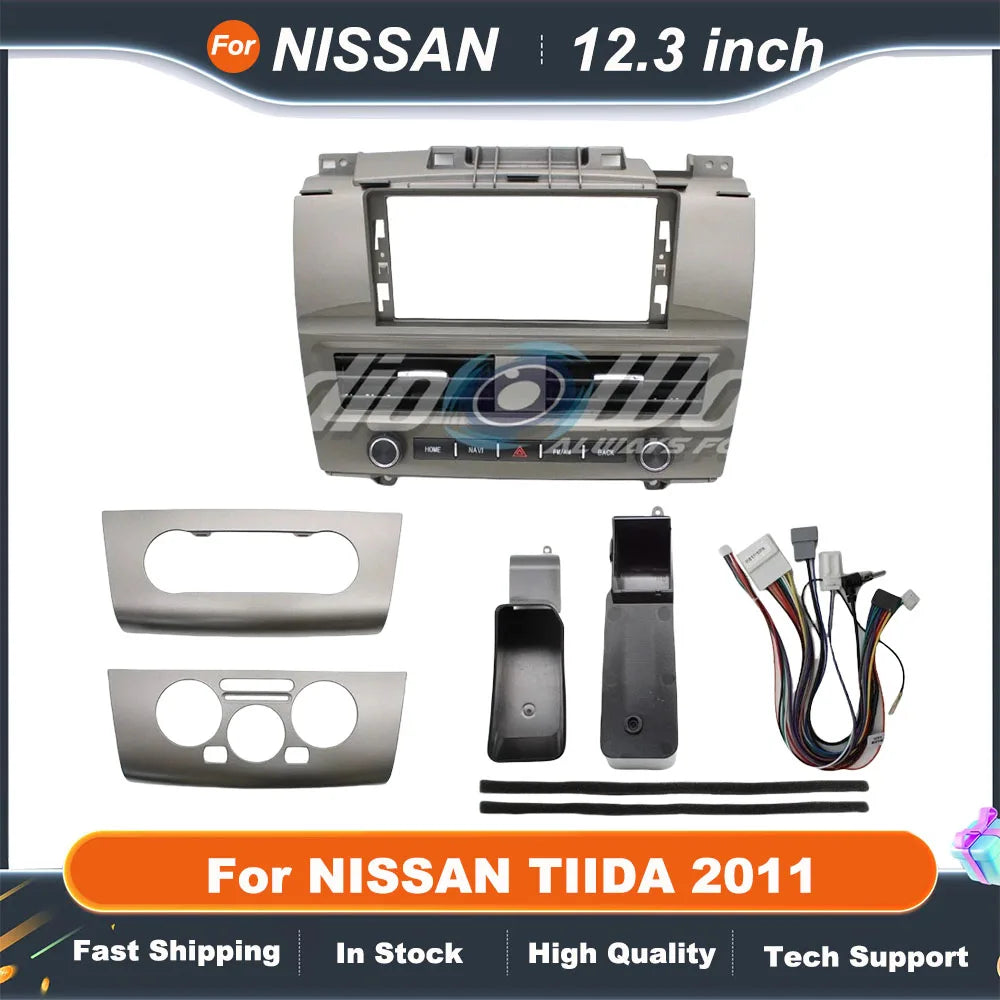 12.3 inch2 Din Car Audio Frame For NISSAN TIIDA 2011 GPS Navigation Fascia Panel Car DVD Plastic Frame Fascia