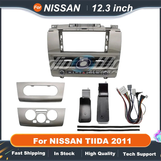 12.3 inch2 Din Car Audio Frame For NISSAN TIIDA 2011 GPS Navigation Fascia Panel Car DVD Plastic Frame Fascia