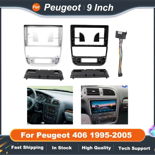 9 Inch Car Radio Fascia Frame for Peugeot 406 1995-2005 Dashboard Panel Kit OEM Style Plug Play Stereo Bezel Adapter