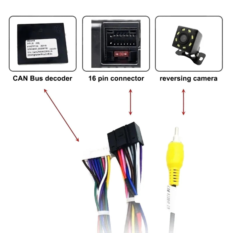 CAN Bus Radio Wiring Harness 16 Pin Plug to 28Pin 30Pin Car Android System Cable Adapter for Toyota Camry RAV4 Corolla Avalon