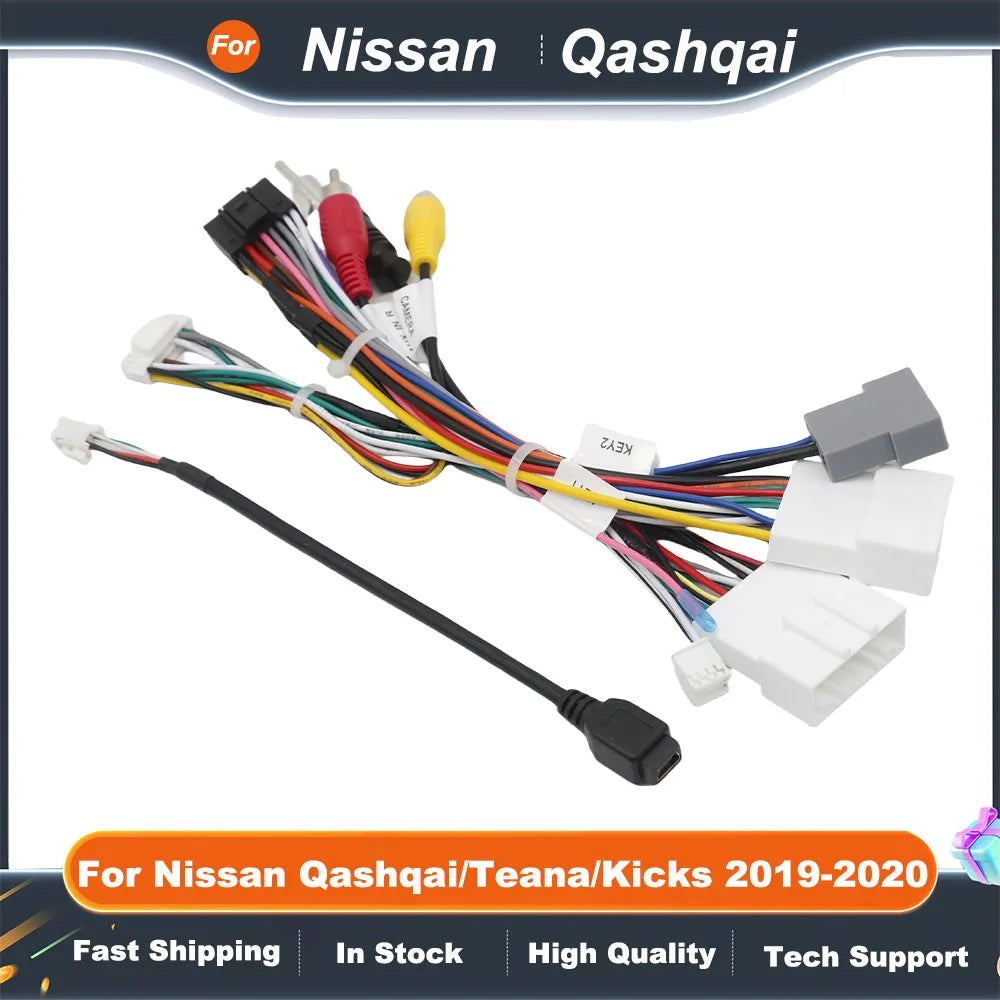 16 Pin Power Cable With Car Radio 2 Din Canbus Box Decoder For Nissan Qashqai/Teana/Kicks 2019-2020 Support 360 Camera Function