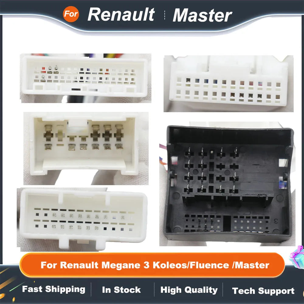 Car 16 Pin Audio Wiring Harness With Canbus Box For Renault Megane 3 Koleos/Fluence /Master Car Stereo Installation Wire Adapter