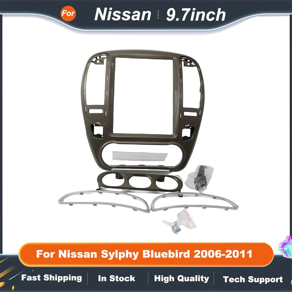 9.7 Inch 2 Din Radio Frame for Nissan Sylphy Bluebird 2006-2011  Car DVD Player Mount Dashboard Fascia Panel  Stereo Install Kit