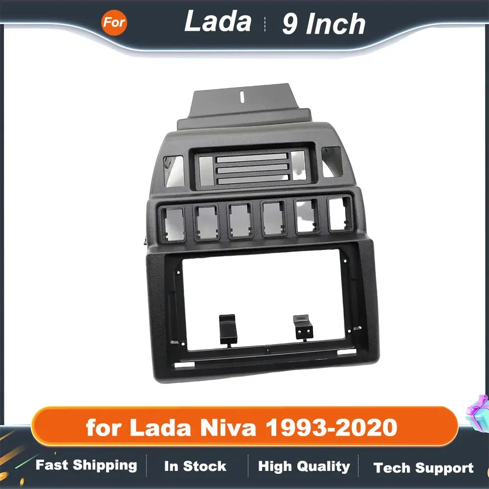 9 inch Car Radio Fascia Frame for Lada Niva 1993-2020 Dash Kit Install Plate GPS Adapter with 9 Inch Cover Trim