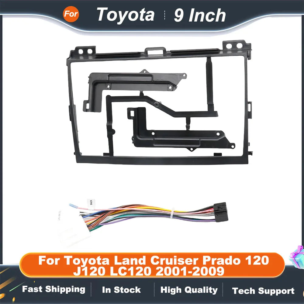9 Inch Car Fascia Frame Adapter For Toyota Land Cruiser Prado 120 J120 LC120 2001-2009 Android Stereo Dashboard Kit Face Plate