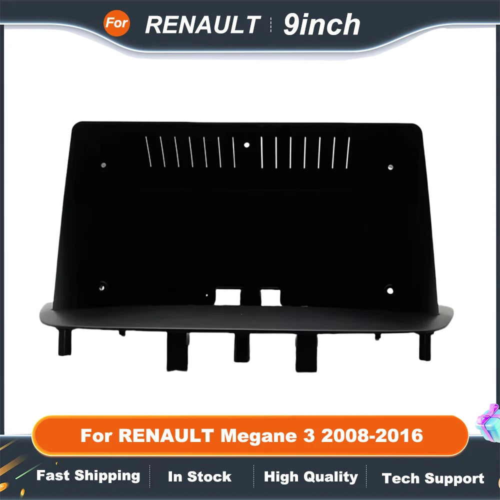 Car Head Unit Frame for RENAULT Megane 3 2008-2016 9 Inch Plastic Fascia Panel with DVD GPS MP5 Dash Mount Kit