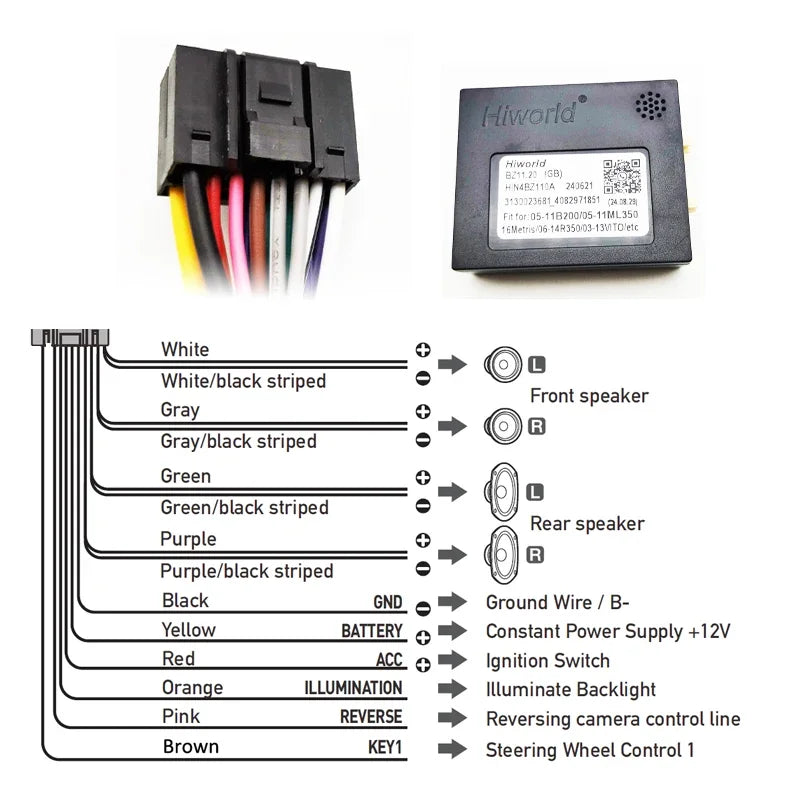 16 Pin to Quadlock Wiring Harness CAN Bus Decoder Car Android Head Unit Cable Adapter for Mercedes Benz B Class W245 W246
