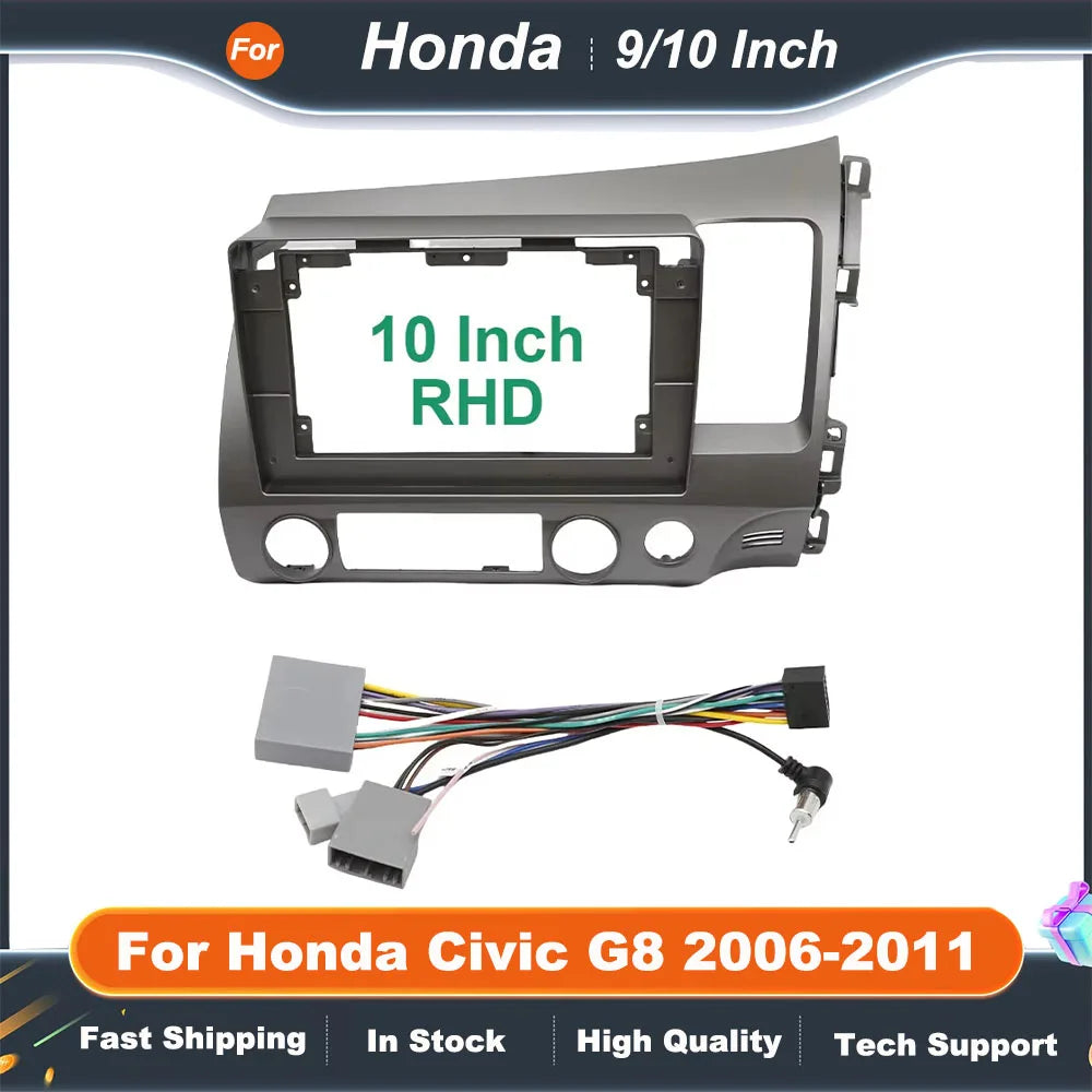9/10 Inch Car Radio Fascia Frame for Honda Civic G8 2006-2011 Android Stereo Dash Fitting Panel Kit Adapter Trim