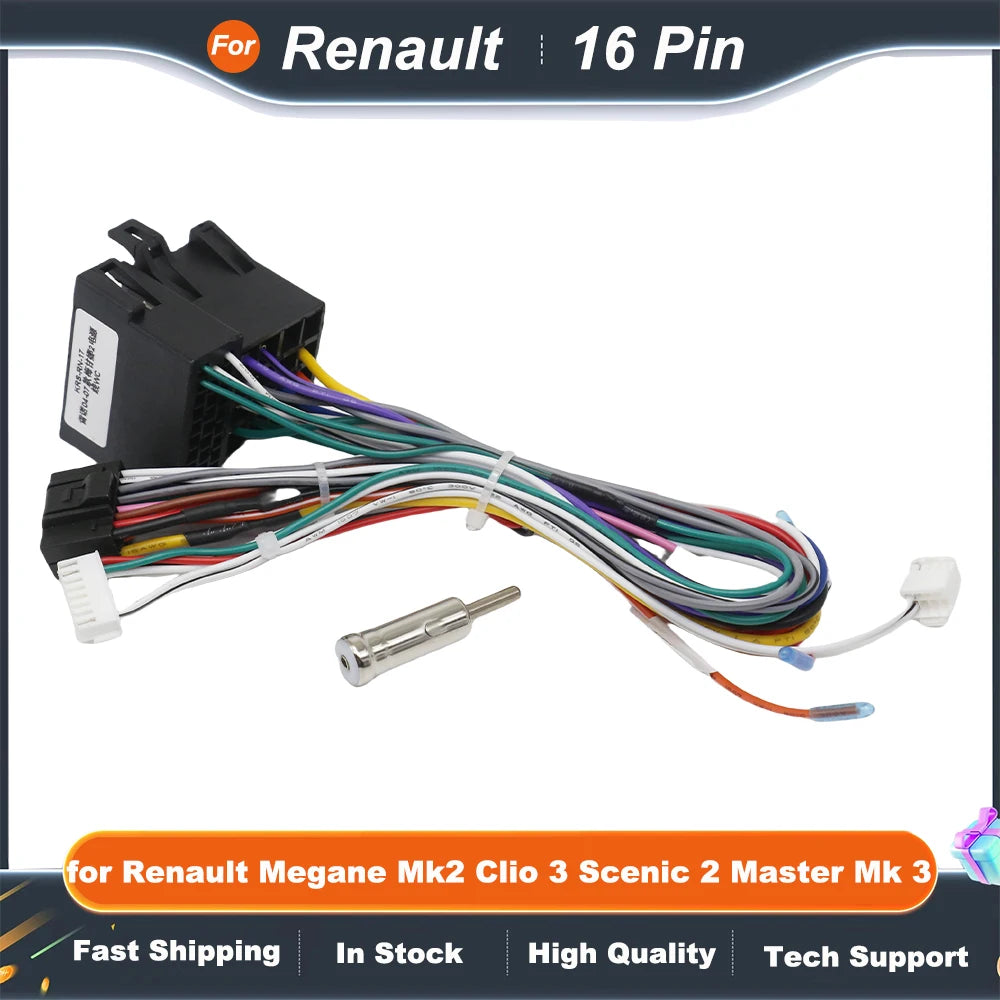 Wiring Harness Adapter CAN Bus Decoder for Renault Megane Mk2 Clio 3 Scenic 2 Master Mk 3 16 Pin Car Android Cable