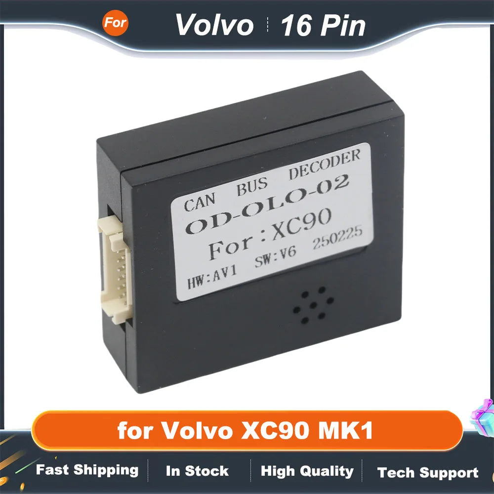 Radio Wiring Harness CAN Bus Decoder 16 Pin Plug to 14Pin Connector Audio RCA Input Car Android Cable Adapter for Volvo XC90 MK1