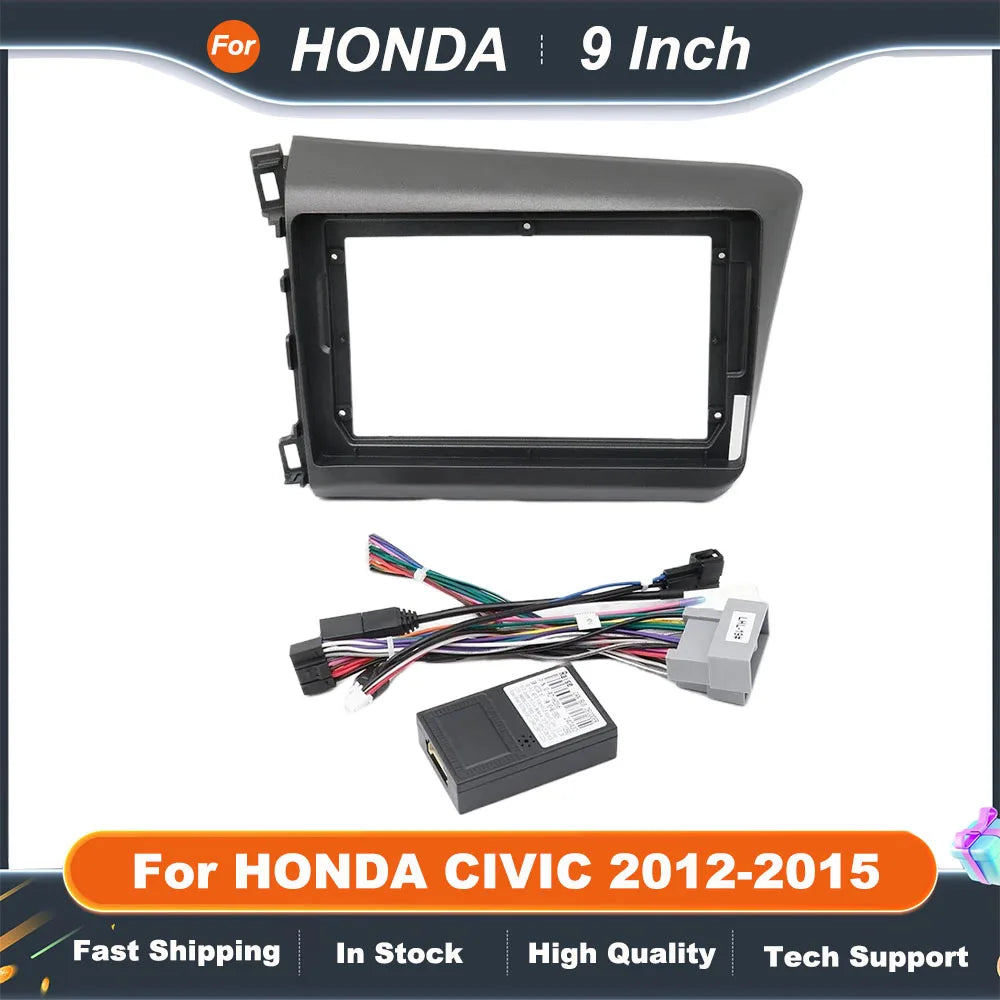 9 Inch Car Radio Fascia Frame For HONDA CIVIC 2012-2015 2DIN Install Panel Dashboard Kit