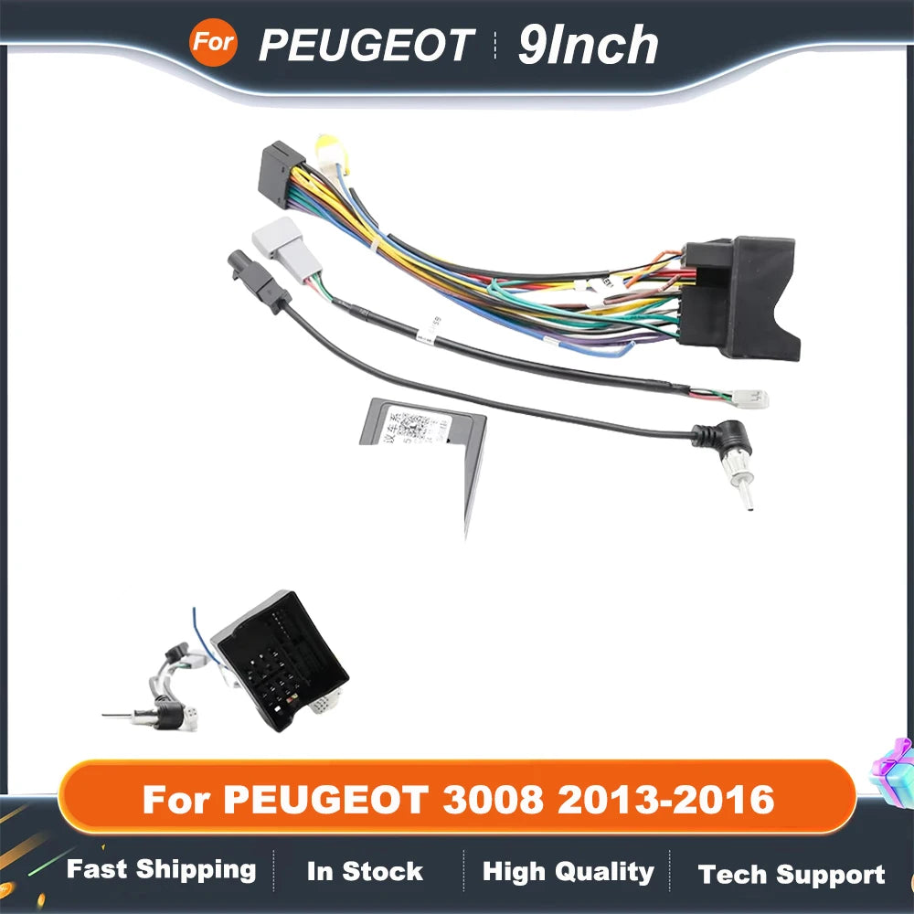 9 Inch Car Audio Fascia Panels For PEUGEOT 3008 2013-2016 Canbus Box Adapter Android Radio Dash Fitting Panel Kit