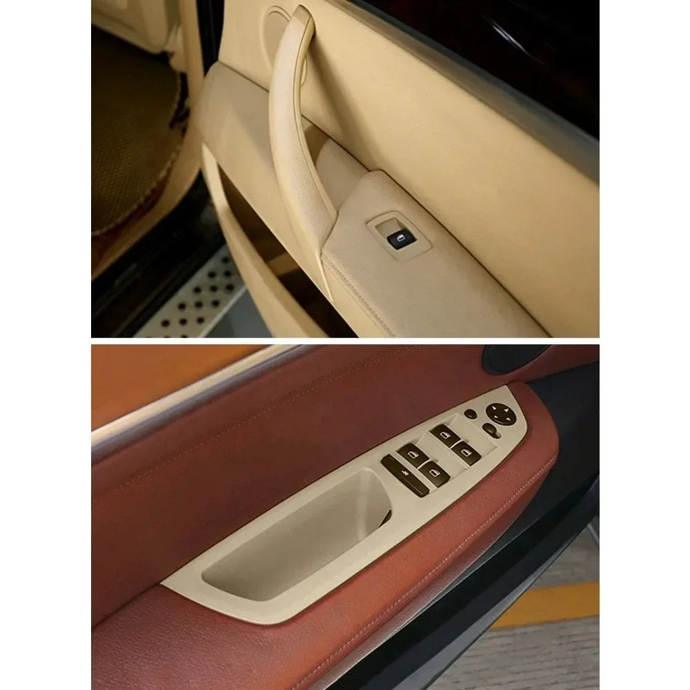 LHD Upgraded Interior Door Handle with Leather Cover Assembly Full Set For BMW X5 X6 E70 E71 E72 2007-2014